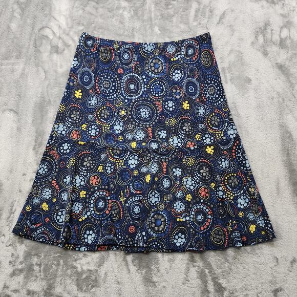 BCBGirls Skirt Womens M Blue Geometric Polka Dots Pull On A-Line Preppy Casual - Picture 2 of 8